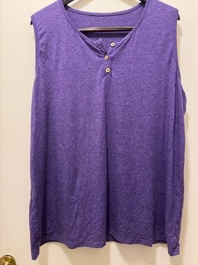 Women's Sleeveless Henley Tank Top - Purple